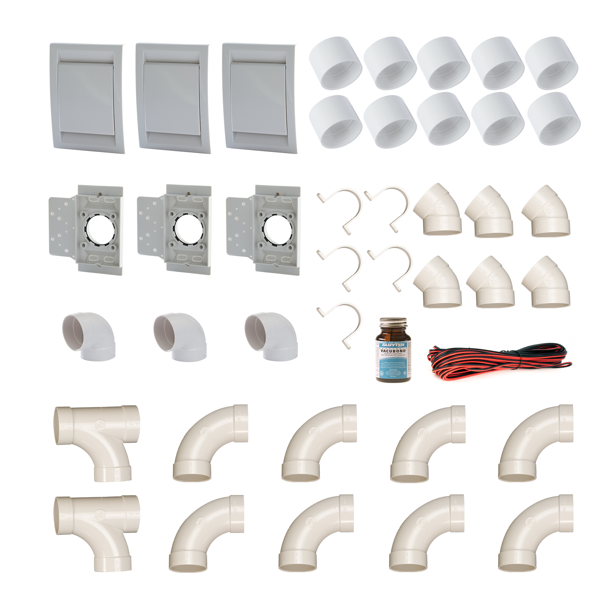 CVK030DW 3 Saugdosen Einbau-Set DECO weiß