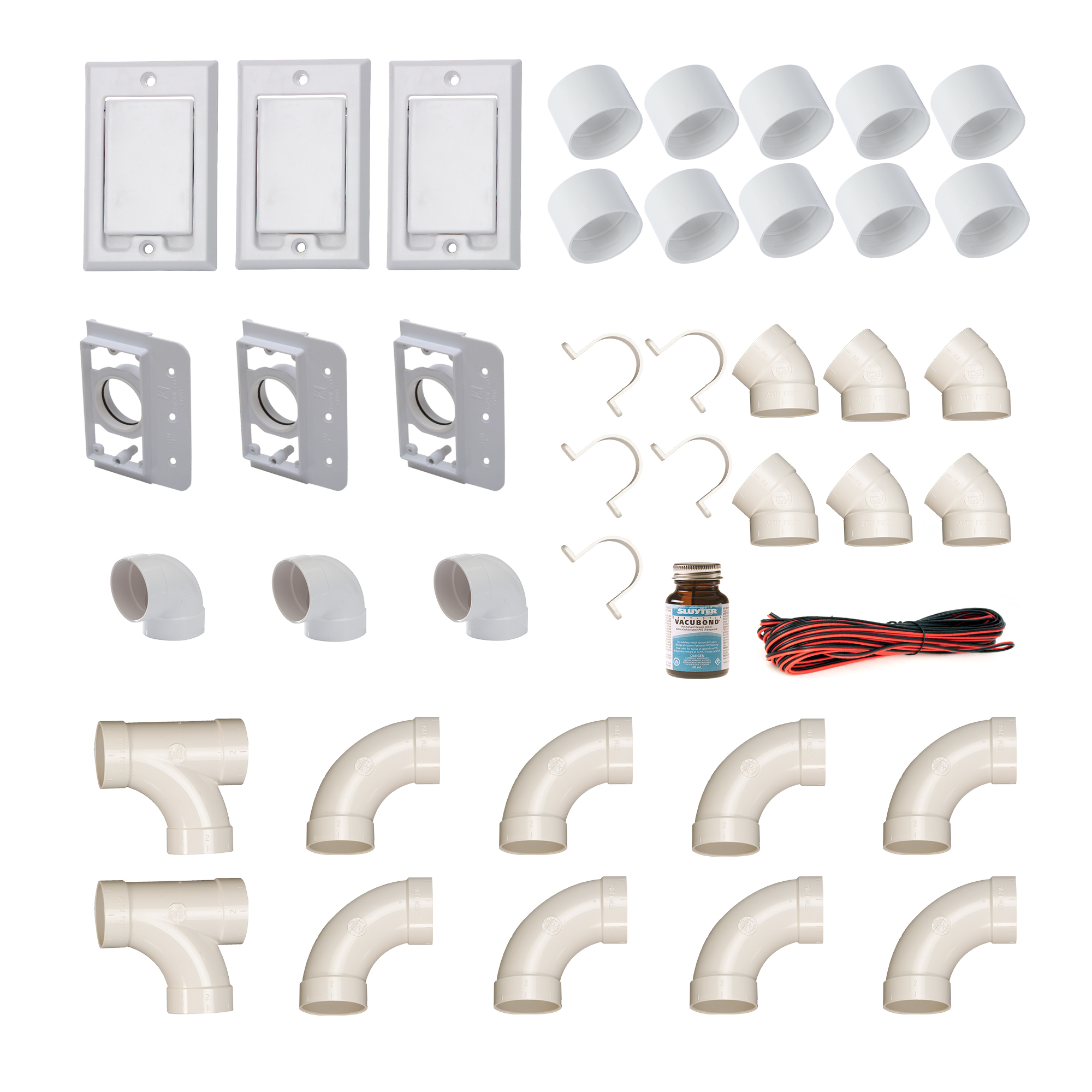 3 Saugdosen Einbau-Set Hayden weiß