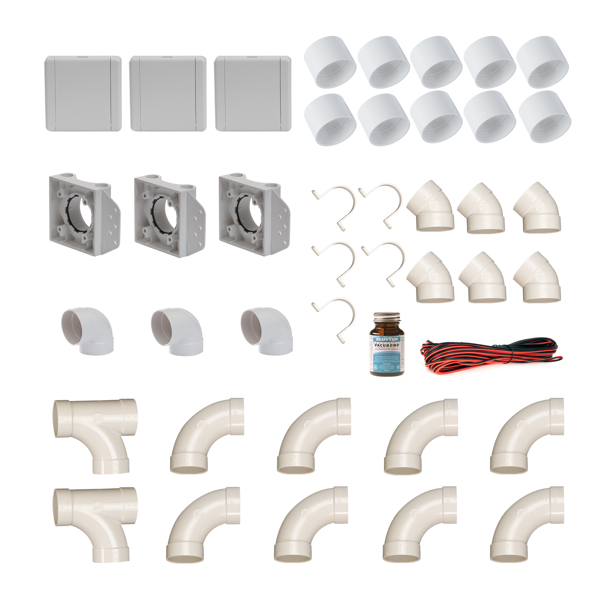 3 Saugdosen Einbau-Set VacuValve ES weiß