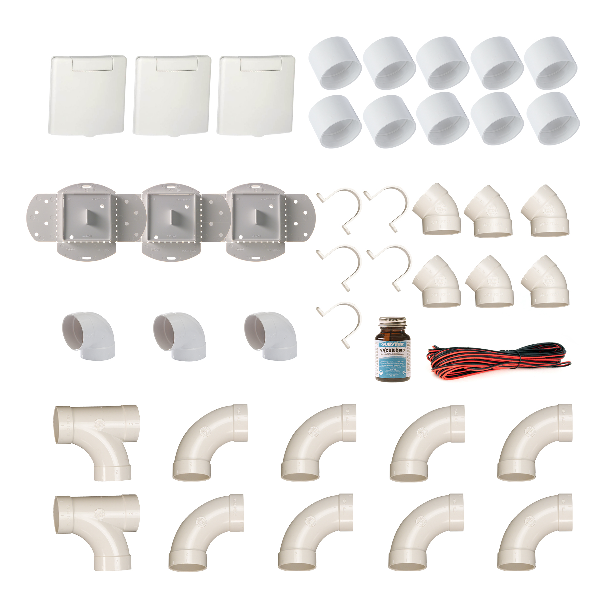 3 Saugdosen Einbau-Set VEX-S weiß